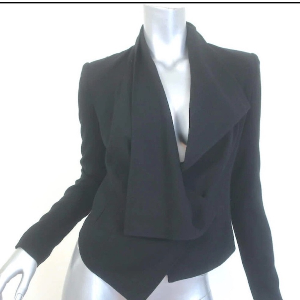 HELMUT Helmut Lang Flash Draped Blazer Black Silk-Blend Size Small